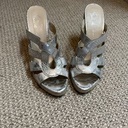 Franco Sarto Silver Wedge Heels size 7.5