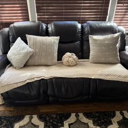 Leather Reclining Living Room Couch 