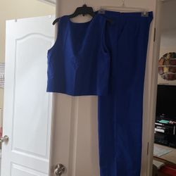 Beautiful Royal Blue Short Top Pant Set Sz L