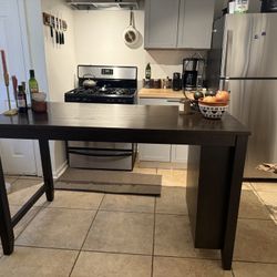 Wood Dining Table w/ Built in Rack