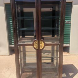 Vintage Asian Inspired Curio Cabinet 