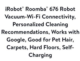 iRobot® Roomba® 676 Robot Vacuum-Wi-Fi Connectivity, Personalized Cleaning  Recommendations, Works with Google, Good for Pet Hair, Carpets, Hard