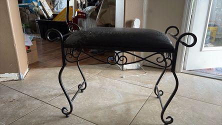 Black Wrought Iron Upholstered Bench