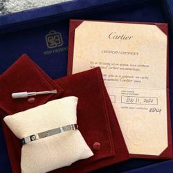 Cartier Love Bracelet 4 Diamonds 18K White Gold Size 17