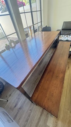 Marchetti Solid Wood Dining Table With Matching Bench
