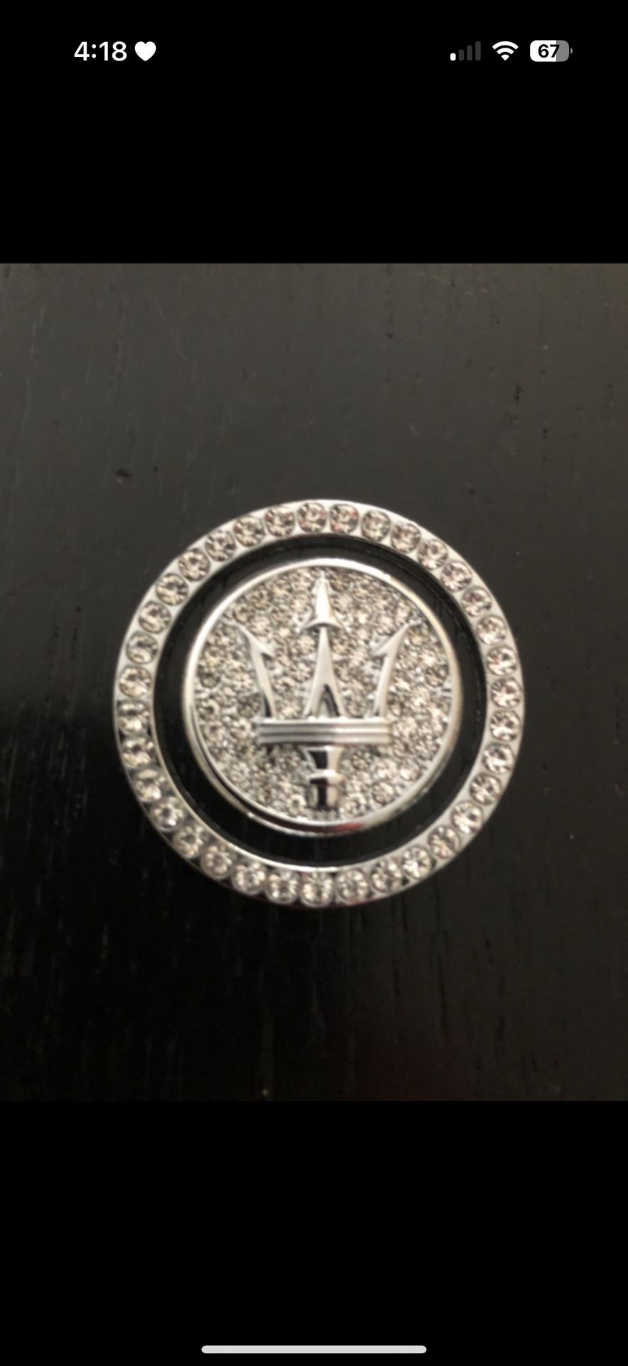 Maserati Start Button Bling Car Décor Crystal Rhinestone Car Bling Ring Emblem