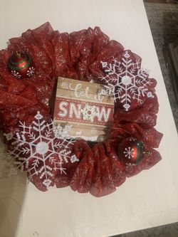 Hand made red Christmas wreath