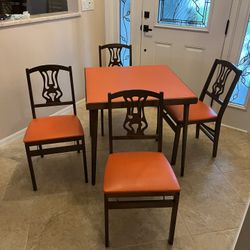Solid Wood Card Table With 4 Chairs
