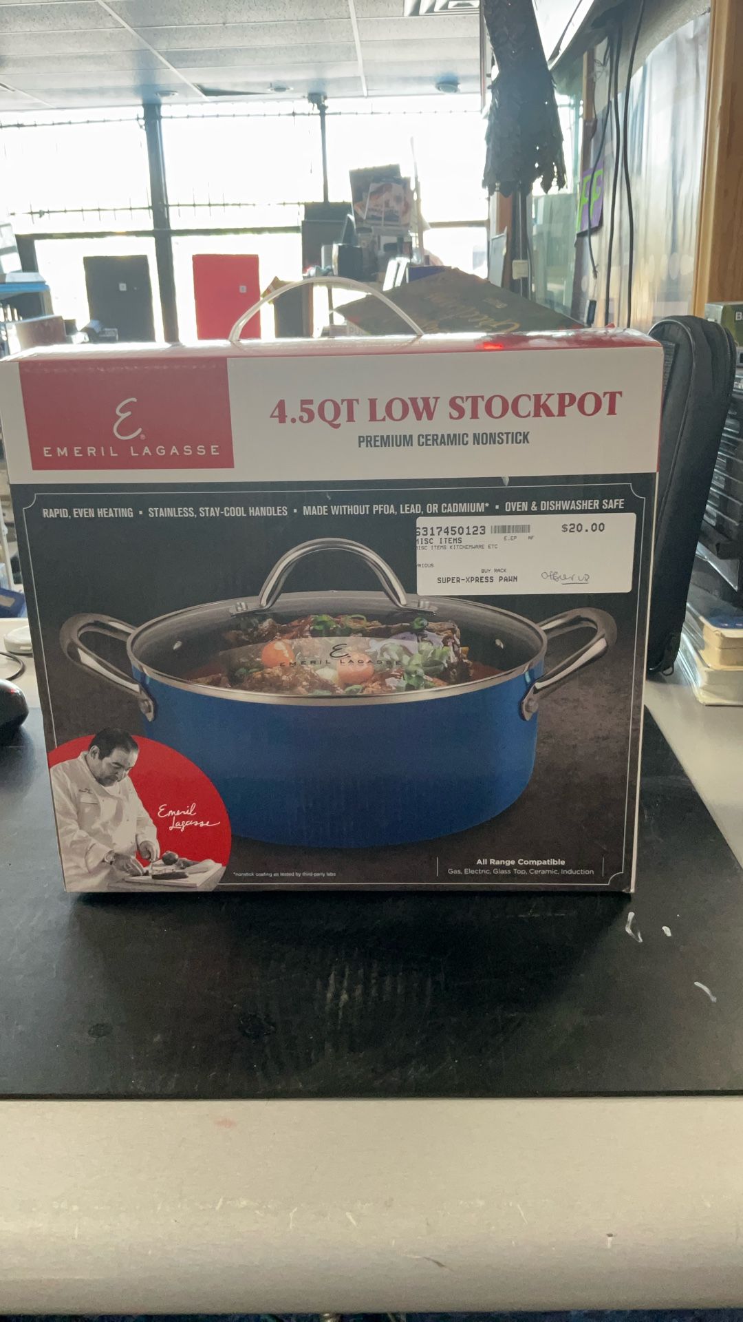Emeril Lagasse 4.5 Qt Premium Ceramic Nonstick Low Stock Pot