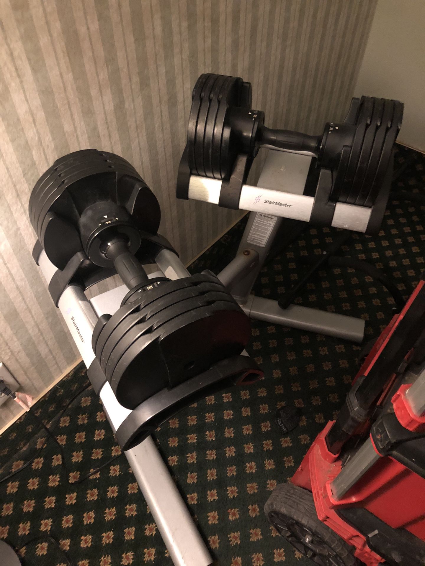 Stair master Adjustable Dumbbells W/Stand OBO
