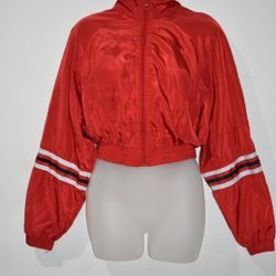 New Look Crop Long Sleeve Zip Up Red Jacket, Size M