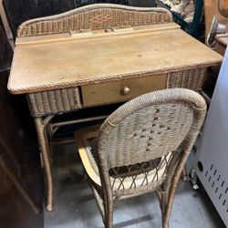 Vintage Wicker Vanity & Chair