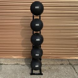9 Ball Set- 30 Lb to 4 Lb Hammer Strength Commercial Medicine Ball Set With Power Systems Weight Rack - Like New 