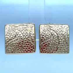 14KT Yellow Gold Hollow Square Earrings 4.80g I-528