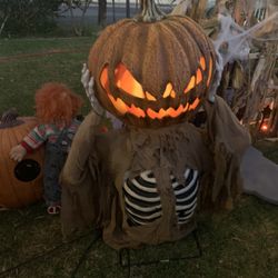 Pumpkin Skeleton Halloween Prop