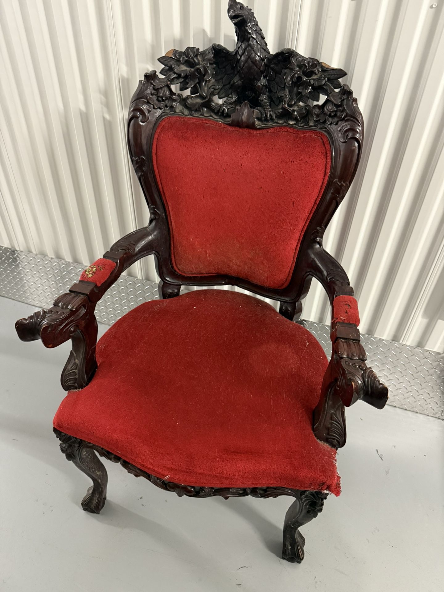 Late 20th Century Rococo Style Eagle Carved Armchair repair / project