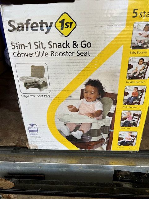 New, Safety 1ˢᵗ Deluxe Sit, Snack & Go Convertible Booster, Olive, Toddler
