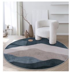5 foot round abstract mountain rug
