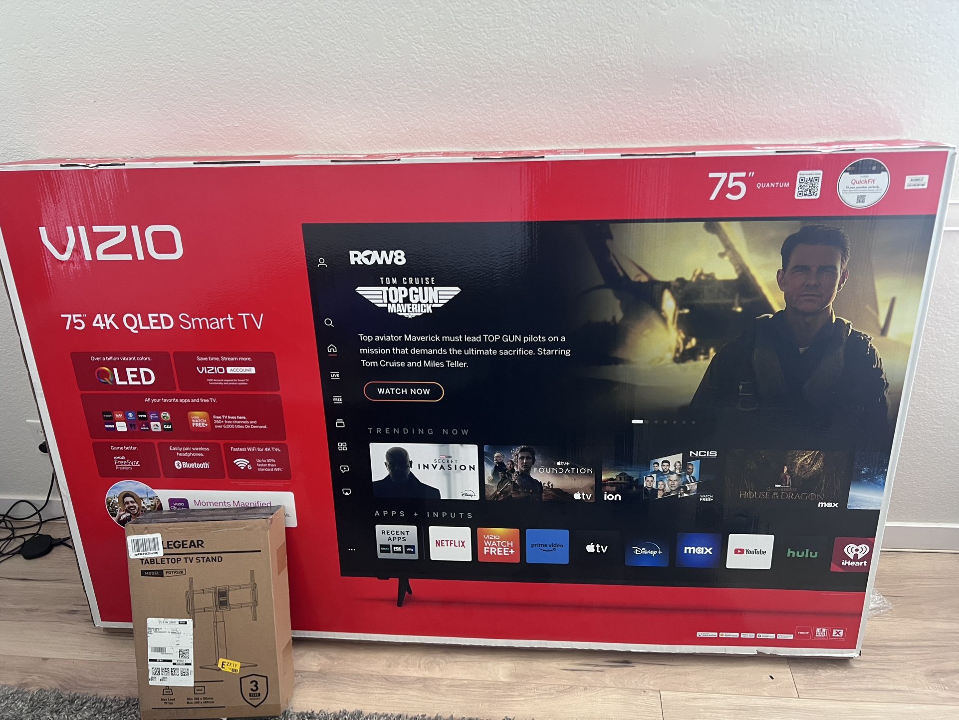 75” VIZIO 4K QLED Smart TV and Table Top Stand