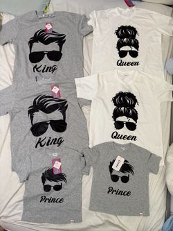 King Queen Prince Matching Family T-Shirts Set