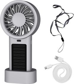 mini portable solar fan, with base, Bring a hanging rope ，neck fan suitable forgo traveling, Office desktop，personal fans rechargeableyour cooling but