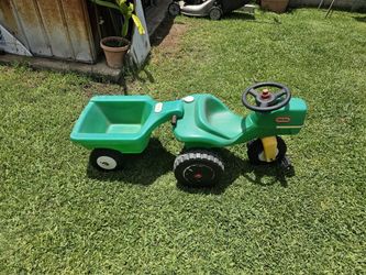 Antique Old Little Tikes Pedal Trike Tractor  And Trailer 