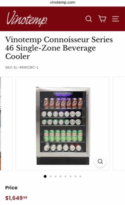 Vinotemp Connoisseur Series 46 Single-Zone Beverage Cooler Fridge