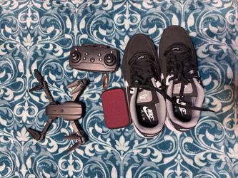 Drone, Speaker, and Size 9 Nike Air Max shoes (never worn)