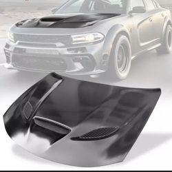 Fits 15-22 Dodge Charger SRT Style Hood Scoop Vent Unpainted - Aluminum