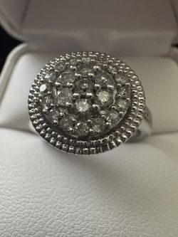 Sterling Silver ~.50 CWT ~Diamond Cocktail Ring-Size 7