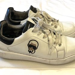 Karl Lagerfeld Leather Lace Up Sneakers Footwear Shoes LF1S1107 White Men 11