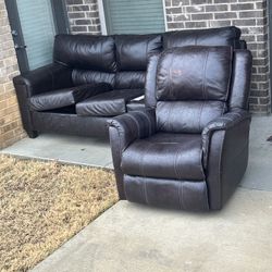 Brown Couch And Recliner