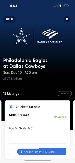 Many Good Tickets & Parking For Philadelphia Eagles @ Dallas Cowboys Tickets