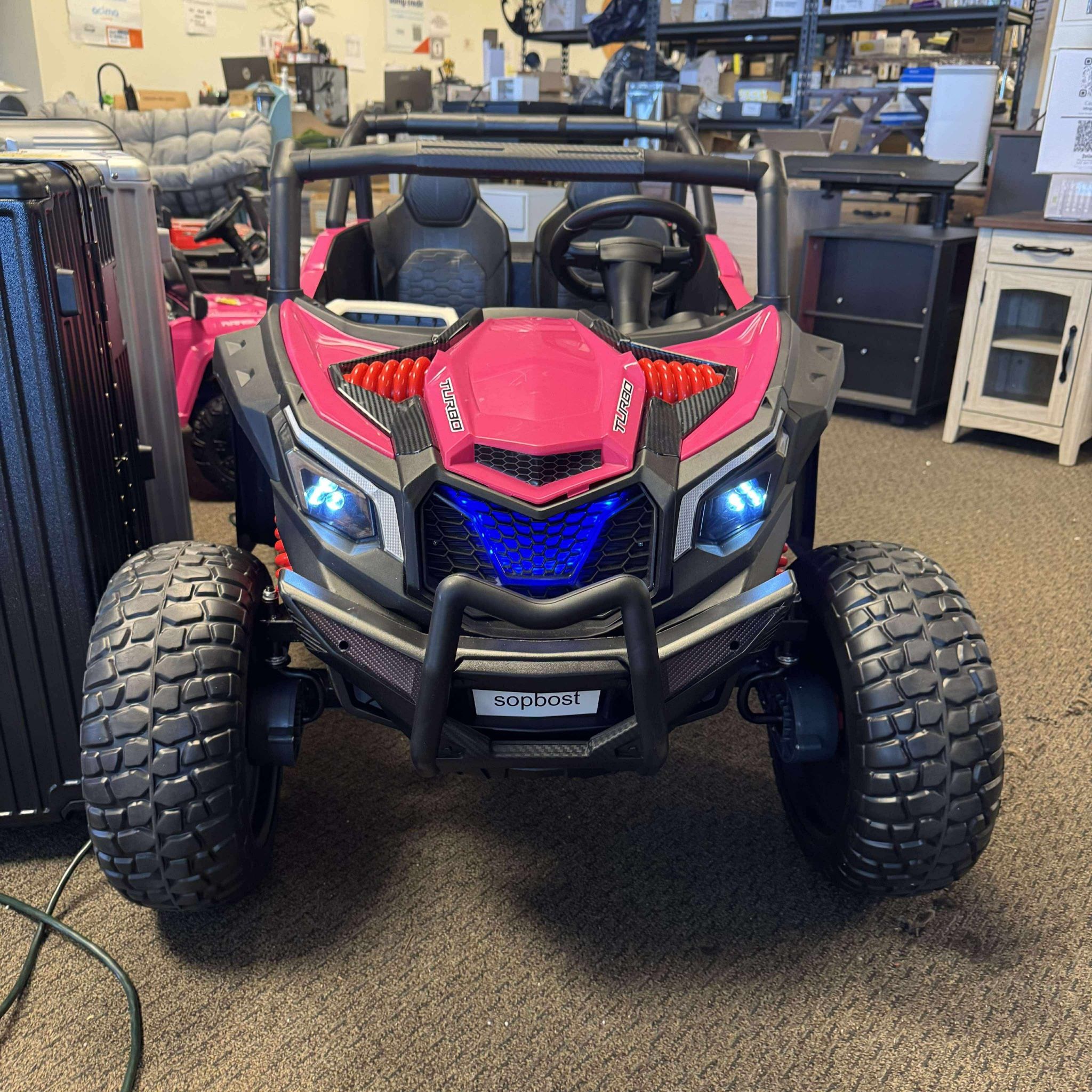 XXXL 24V 2 Seater 4WD Kids UTV Ride On 220lbs Toys Car Battery Powered Off-Road Electric Car for Boys Girls with EVA Tires, Spring Suspension,Music, P