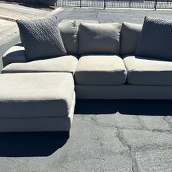 Like New Neutral Gray Light Gray Sofa Couch With Ottoman Sectional Like New*