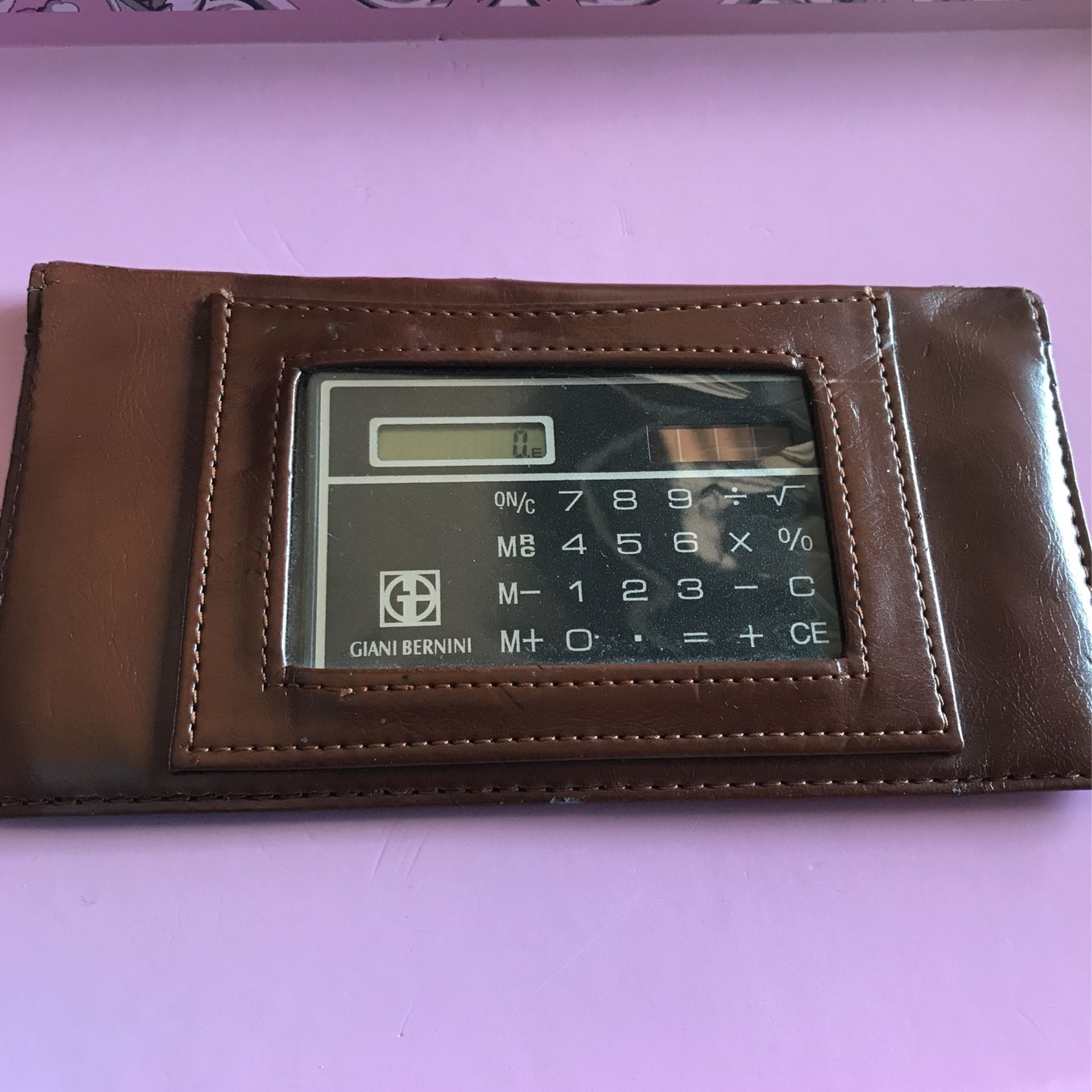 Vintage Giani Bernini Calculator Checkbook Wallet Brown Color