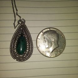 Silver Necklace with Stone Pendant