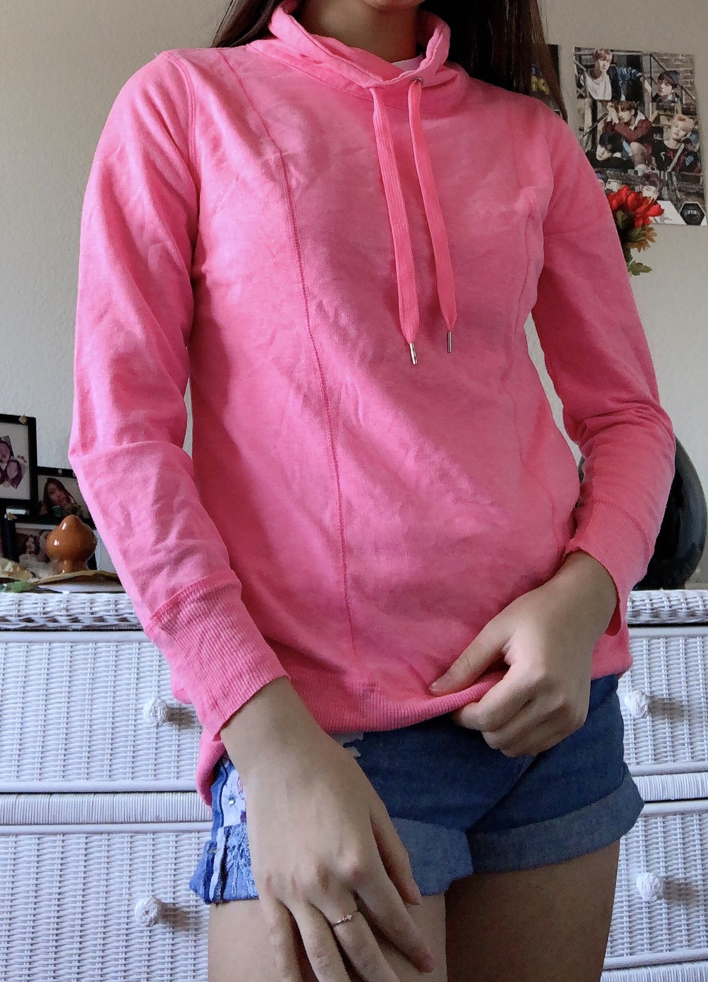 Hot pink lightweight workout sweatshirt