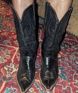Ostrich Leather Pointed Toe Cowboy Boots