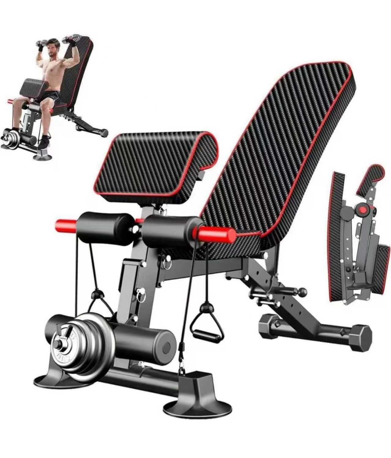 Adjustable Weight Bench - Utility workout Benches for Exercise, Free Installation Design for Portable Fitness Strength Training Equipment at Home Gym
