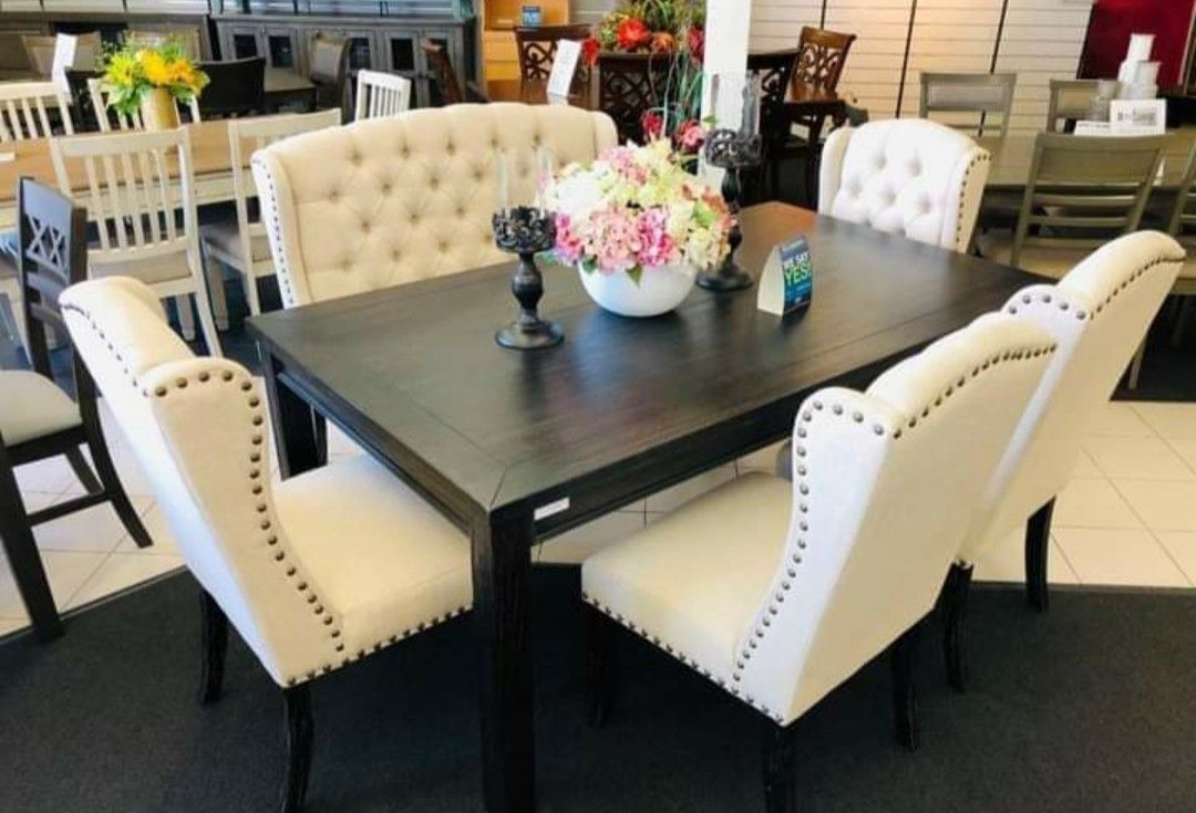 Black/Linen Rectangular Dining Set for Sale in San Antonio, TX OfferUp