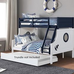 Nautia Twin/Full Size Bunk Bed Frame Blue/White Finish