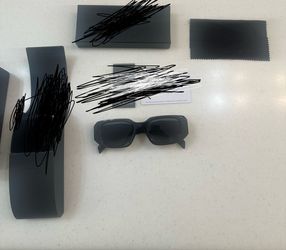 Dark Gray Rectangle Frame Sunglasses with Case