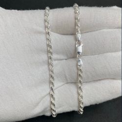 Solid Sterling Silver Rope Chain 3mm 20”