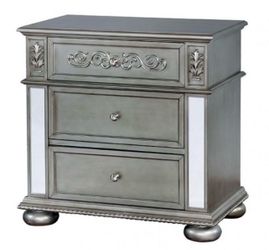 Silver Mirrored Nightstand Brand New In Box Fully Assembled