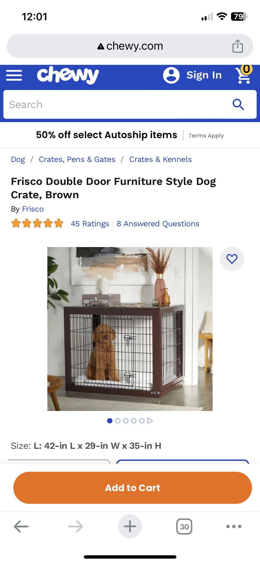 Chewy Dog Crate - Large