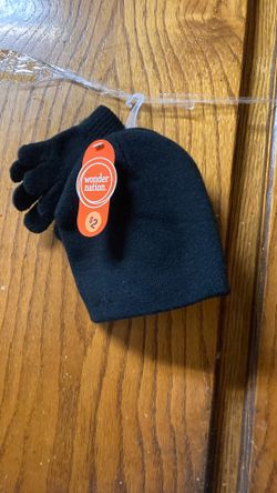 Black Set Beannie And Glove