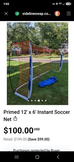 portable soccer goal net is 12' x 6' and sets up in just minutes outdoor sports equipment field practice game day football lacross