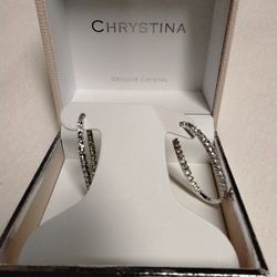 Genuine  Crystal Hoop Earrings  New Price