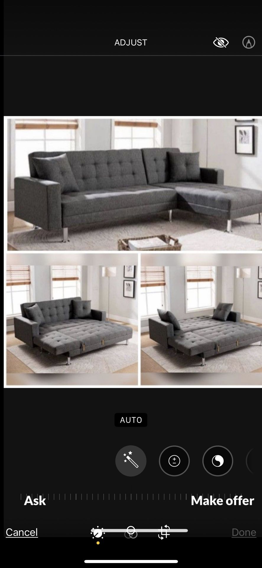 Sectional Chaise Reversible Convert To Bed 96x61